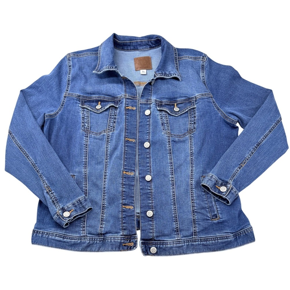 Maurices Denim Jacket Womens 0X Plus Size Blue Stretch‎ Jean Jacket Classic